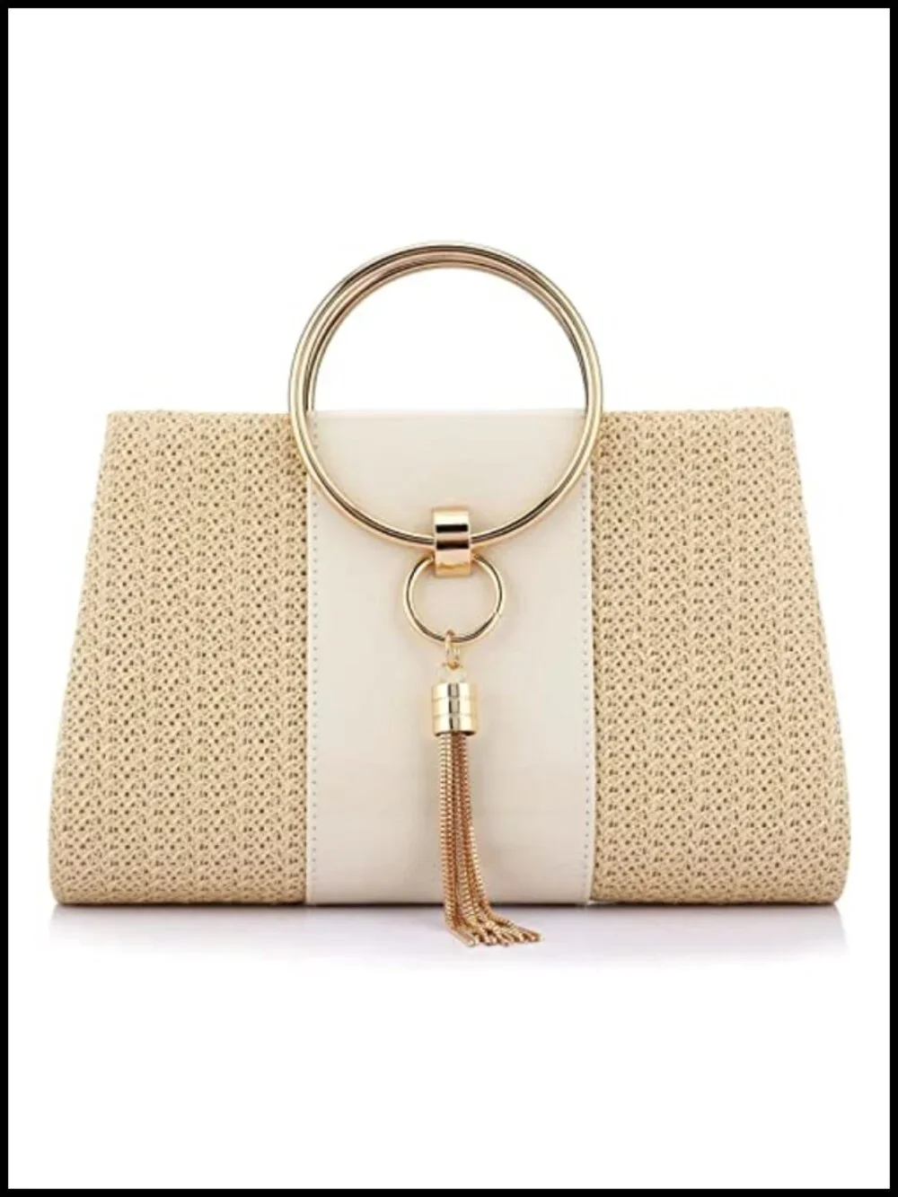 Straw Clutch Crossbody Bag with Chain Strap Evening Handbag